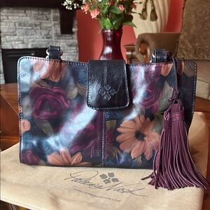 Patricia Nash Purple and Orange Shoulder Bag with Tassel